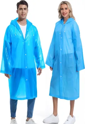 2PCS Borogo Rain Coats for Adults - Reusable Rain Jackets for Men & Women