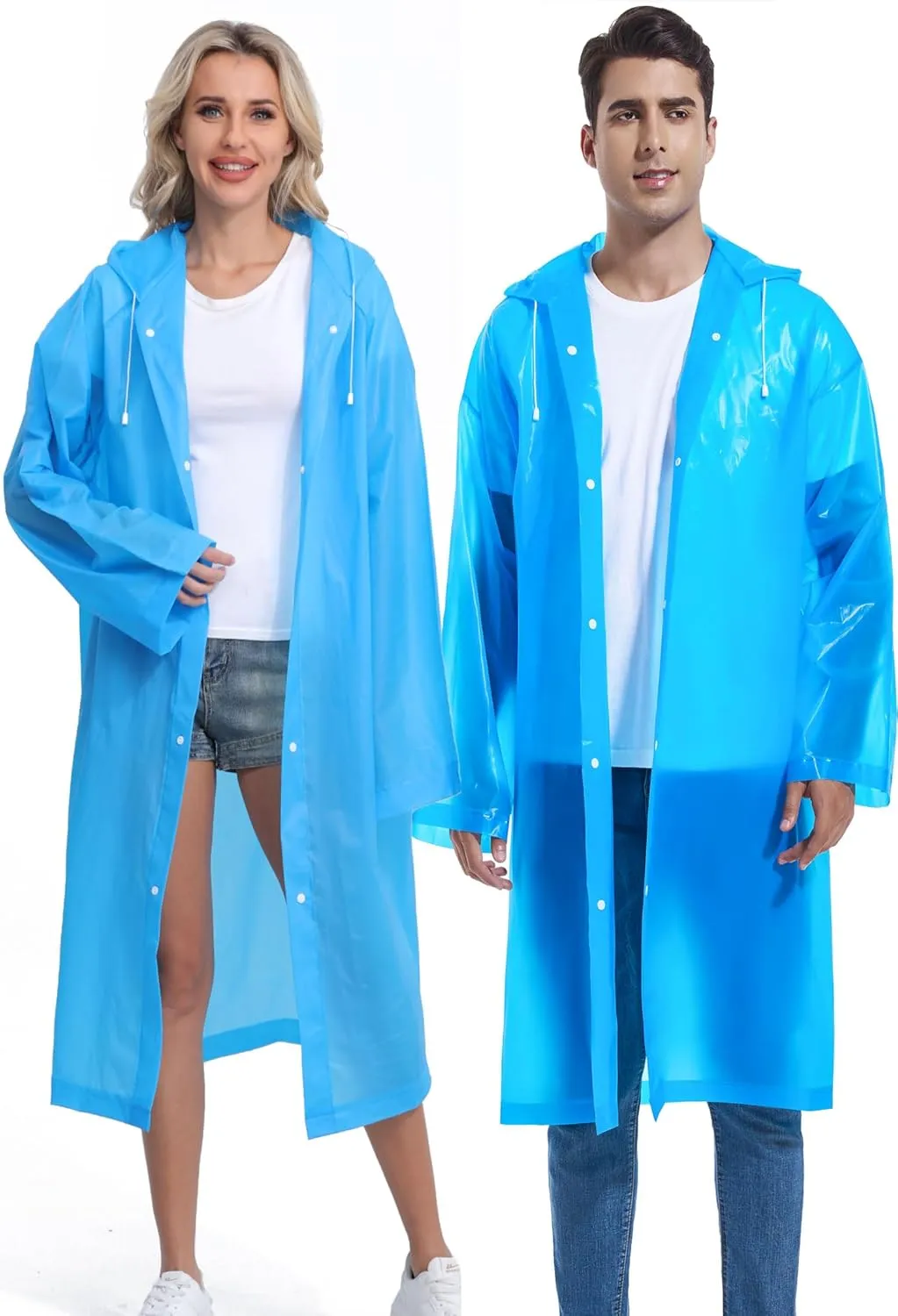 2PCS Borogo Rain Coats for Adults - Reusable Rain Jackets for Men & Women