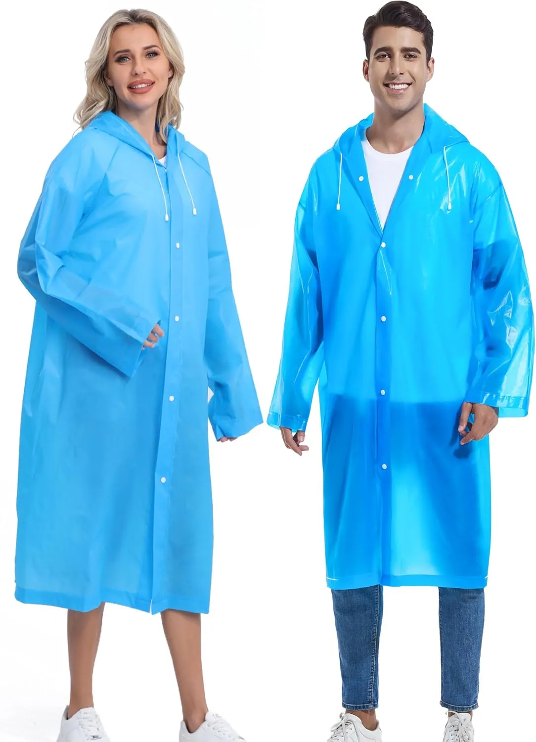 2PCS Borogo Rain Coats for Adults - Reusable Rain Jackets for Men & Women