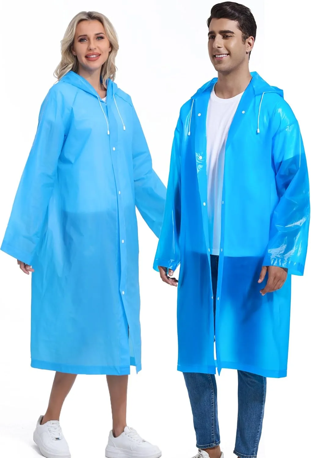 2PCS Borogo Rain Coats for Adults - Reusable Rain Jackets for Men & Women