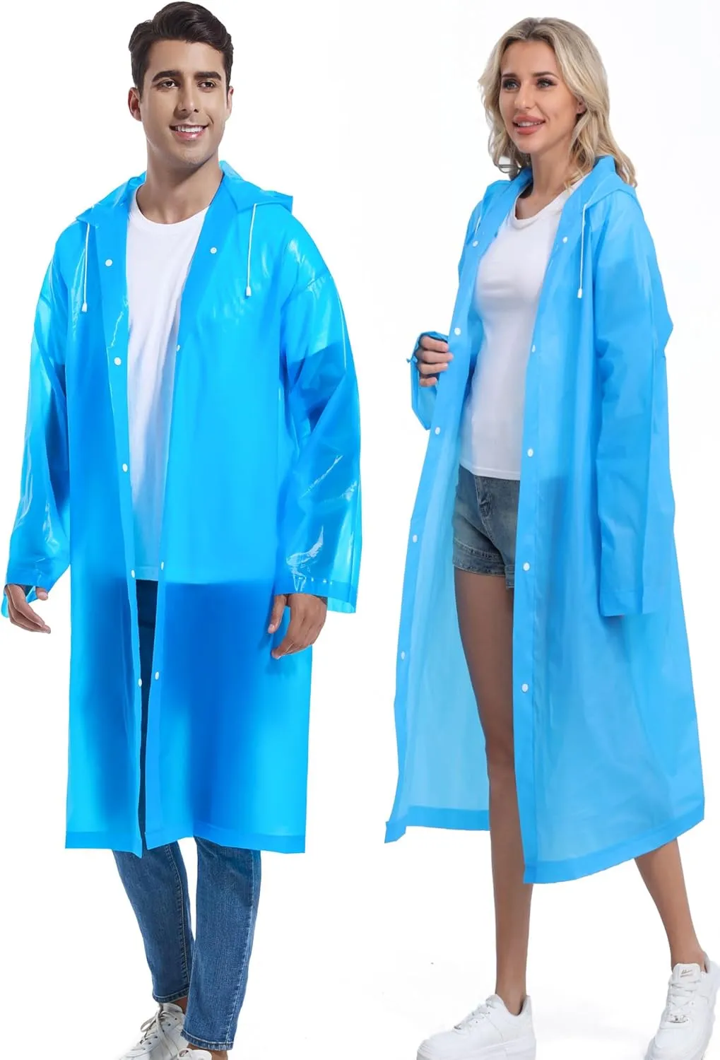 2PCS Borogo Rain Coats for Adults - Reusable Rain Jackets for Men & Women