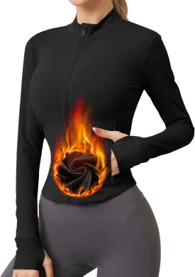 AKEWEI Womens Zip Up Workout Jackets Lightweight Athletic Slim Fit Track Jacket with Inner and Outer Pockets and Thumb Holes