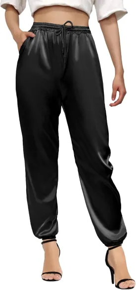 Betusline Women's Satin Silky Pants