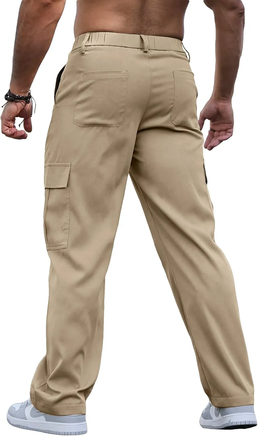 Comdecevis Mens Casual Cargo Joggers Pants Baggy Sweatpants with Large Flap Pockets Hiking Sports Trousers