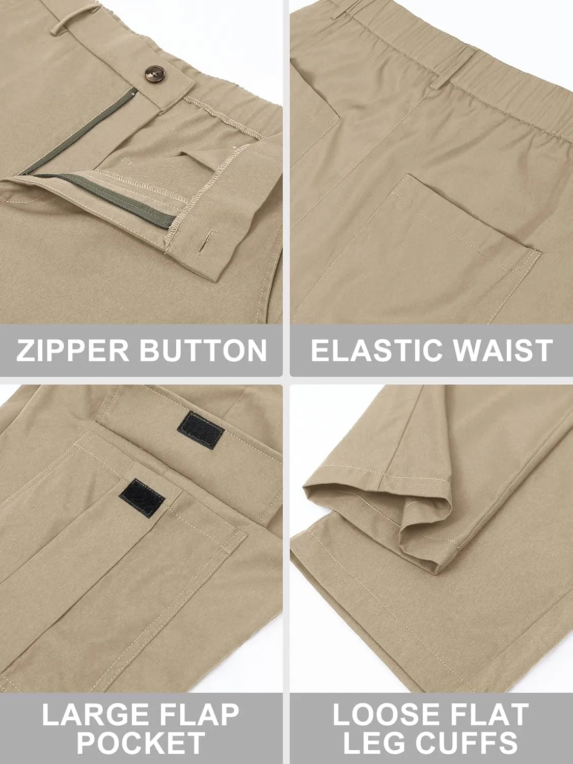 Comdecevis Mens Casual Cargo Joggers Pants Baggy Sweatpants with Large Flap Pockets Hiking Sports Trousers