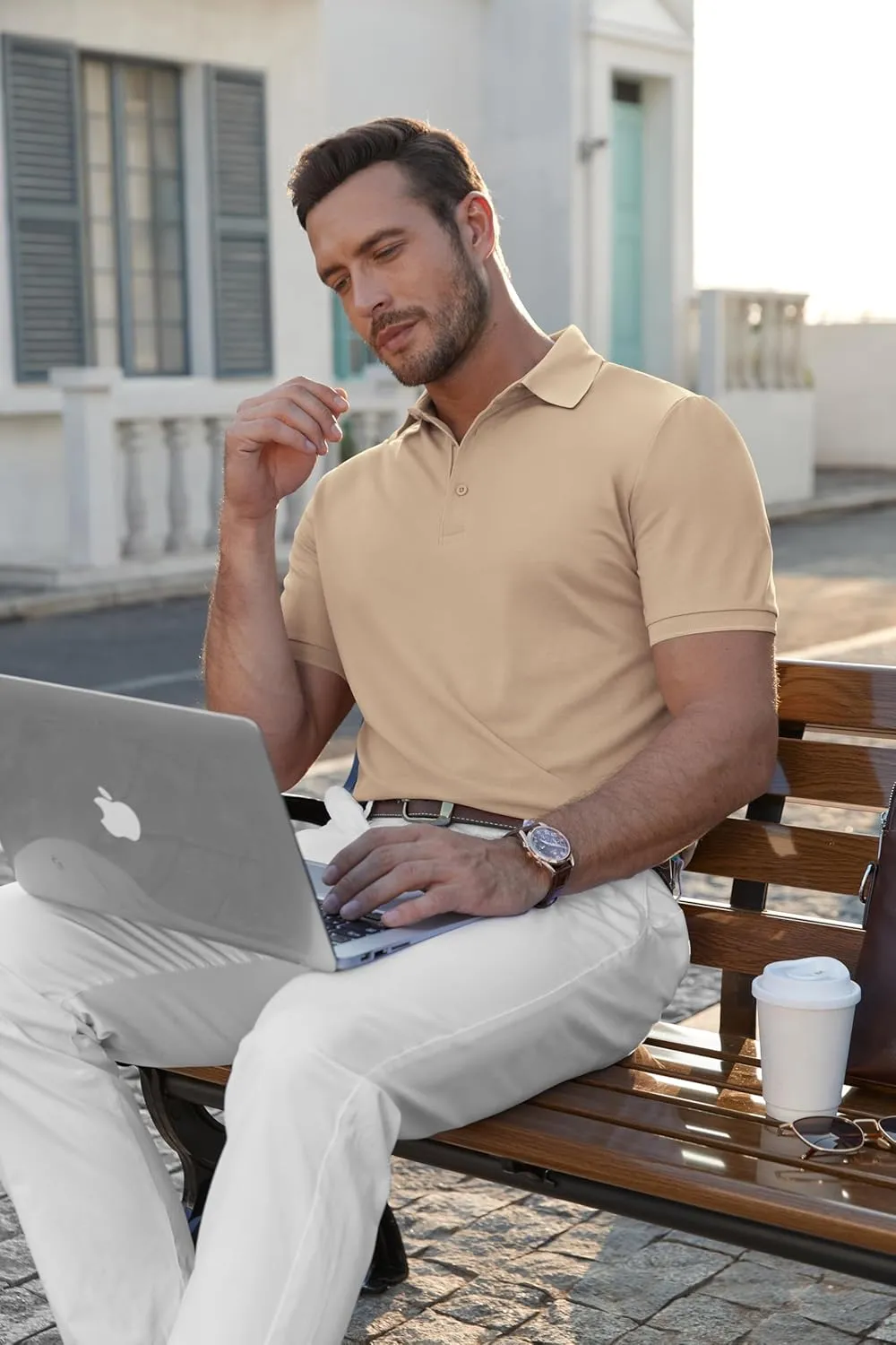 COOFANDY Mens Polo Shirt Short Sleeve Moisture Wicking Quick-Dry Golf Polo Athletic Tennis Collared T-Shirts