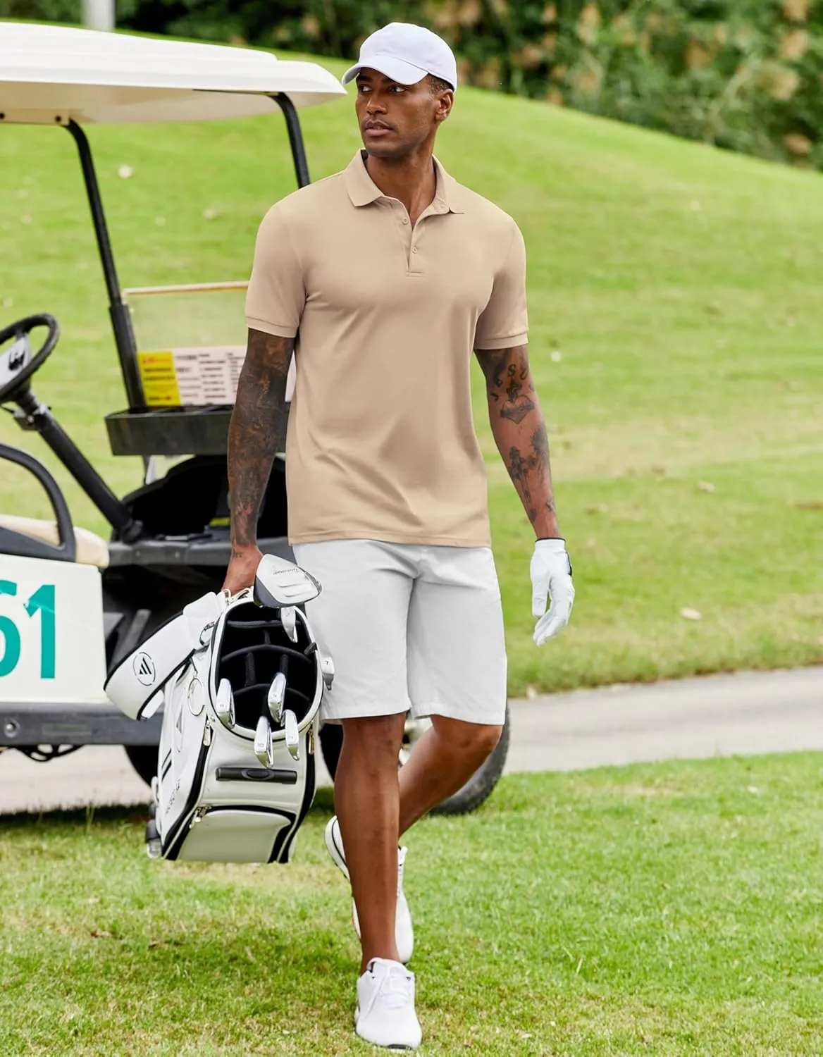 COOFANDY Mens Polo Shirt Short Sleeve Moisture Wicking Quick-Dry Golf Polo Athletic Tennis Collared T-Shirts