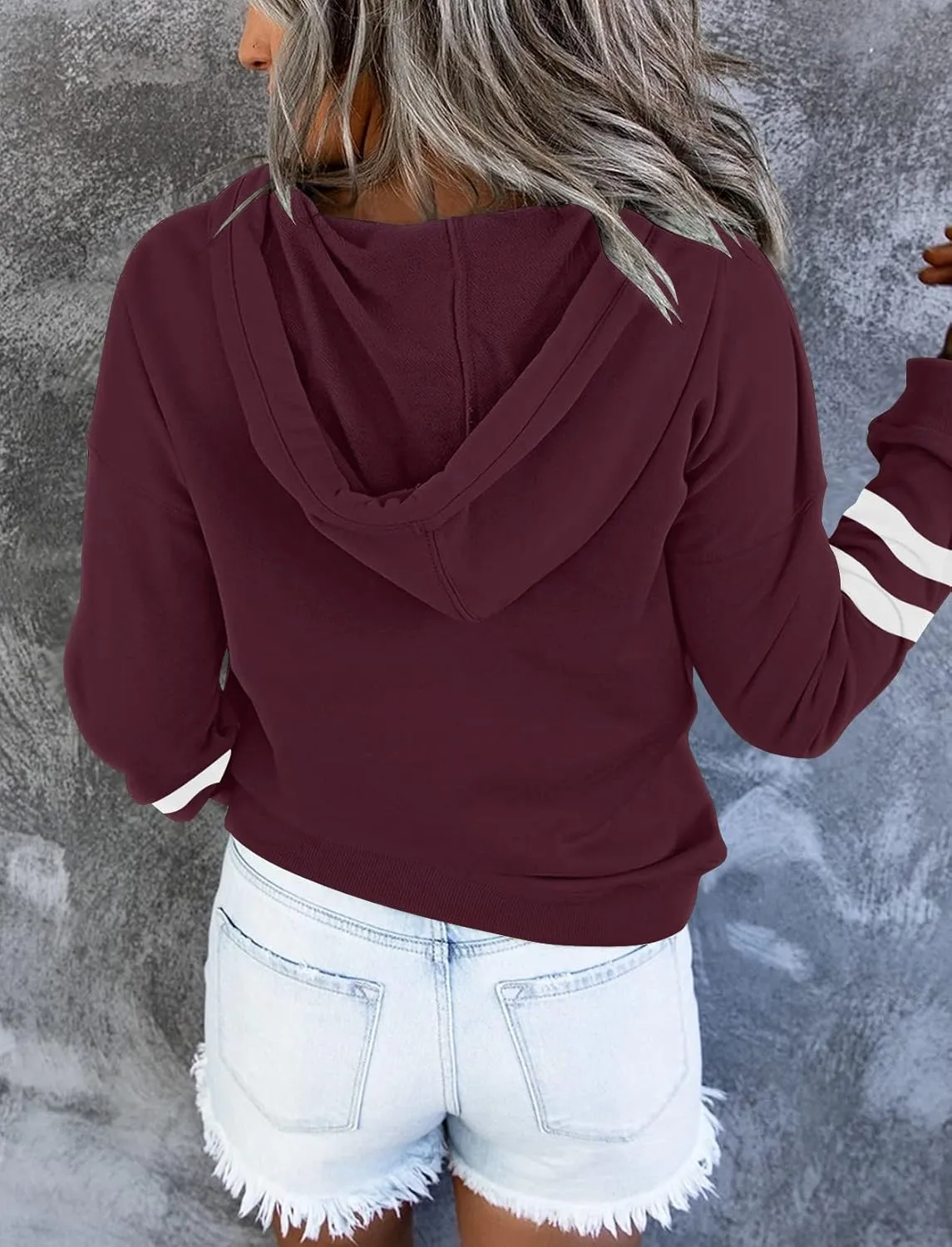 FARORO Hooded Sweatshirts for Women Hoodies Pullover Casual Sports Top Button Down Shirt with Pockets