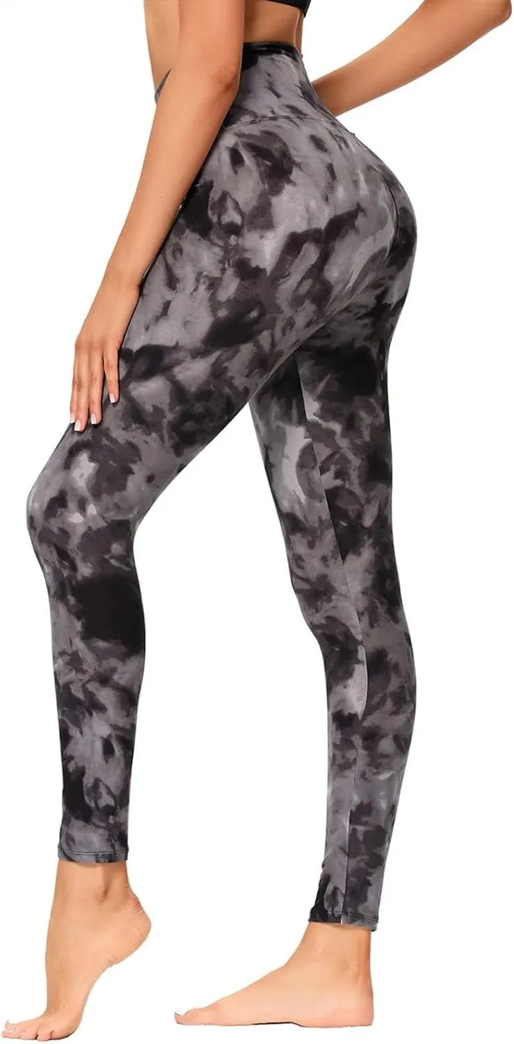 GAYHAY High Waisted Leggings for Women - Soft Opaque Slim Tummy Control Printed Pants for Running Cycling Yoga