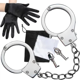 Handcuffs Metal with Keys  Realistic Police Style Costume Prop for Halloween, Stage Use, Law Enforcement Training, or Display(Silver) Handcuffs Metal with Keys  Realistic Police Style Costume Prop for Halloween, Stage Use, Law Enforcement Training, or Display(Silver)