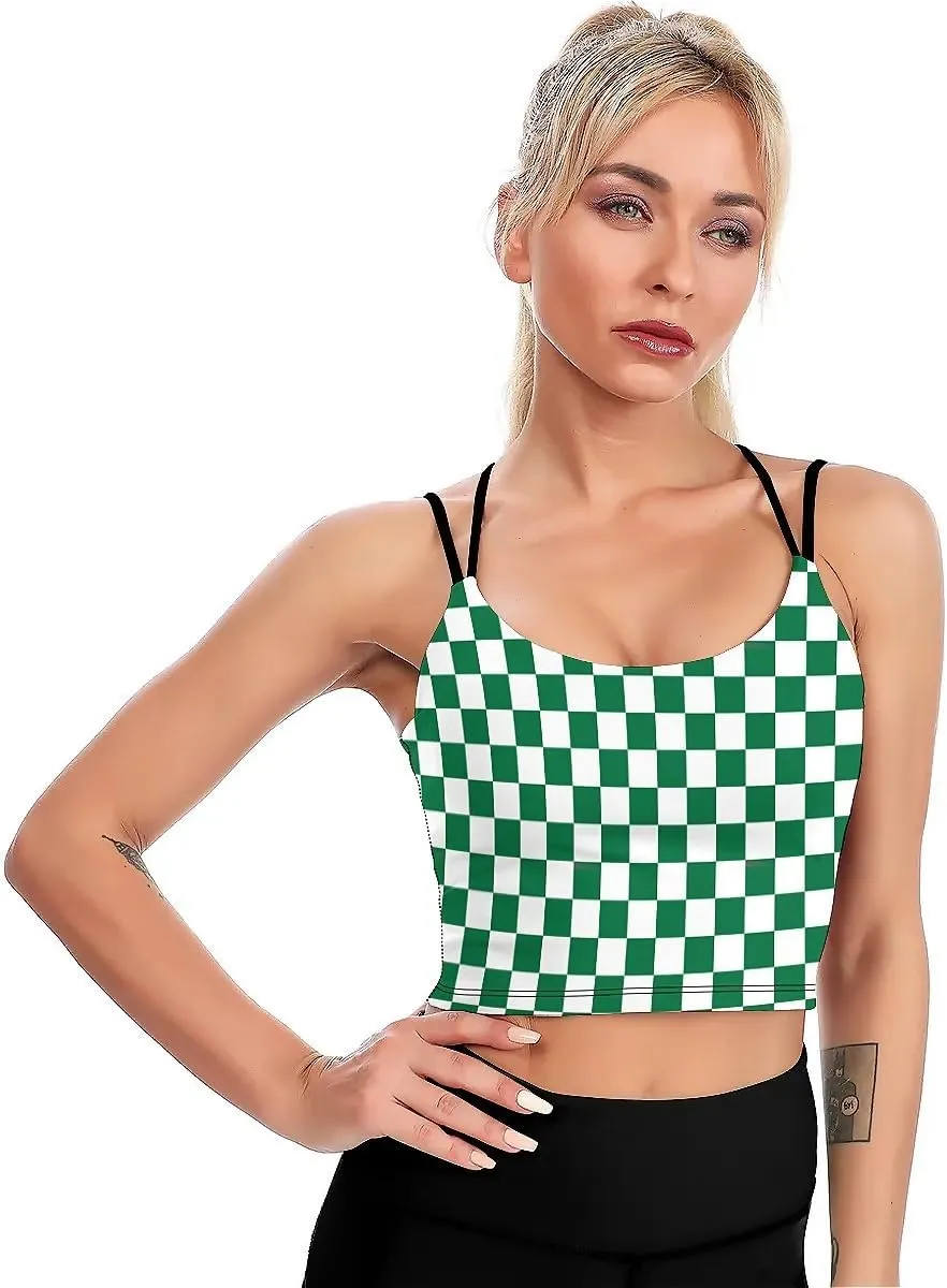 High Impact Sports Bras for Women Longline Padded Workout Running Crop Tops Support Yoga Tank Top