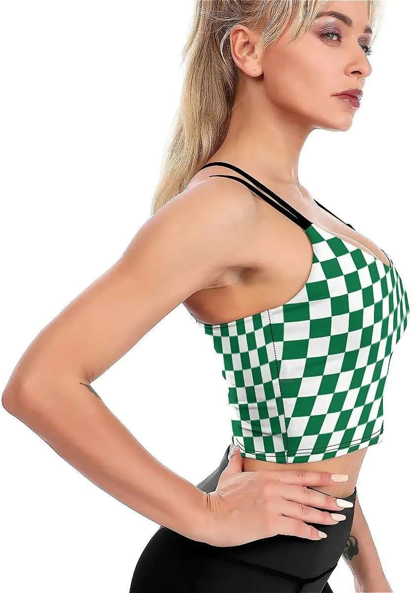 High Impact Sports Bras for Women Longline Padded Workout Running Crop Tops Support Yoga Tank Top