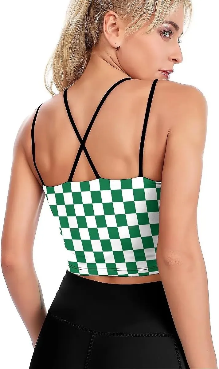 High Impact Sports Bras for Women Longline Padded Workout Running Crop Tops Support Yoga Tank Top