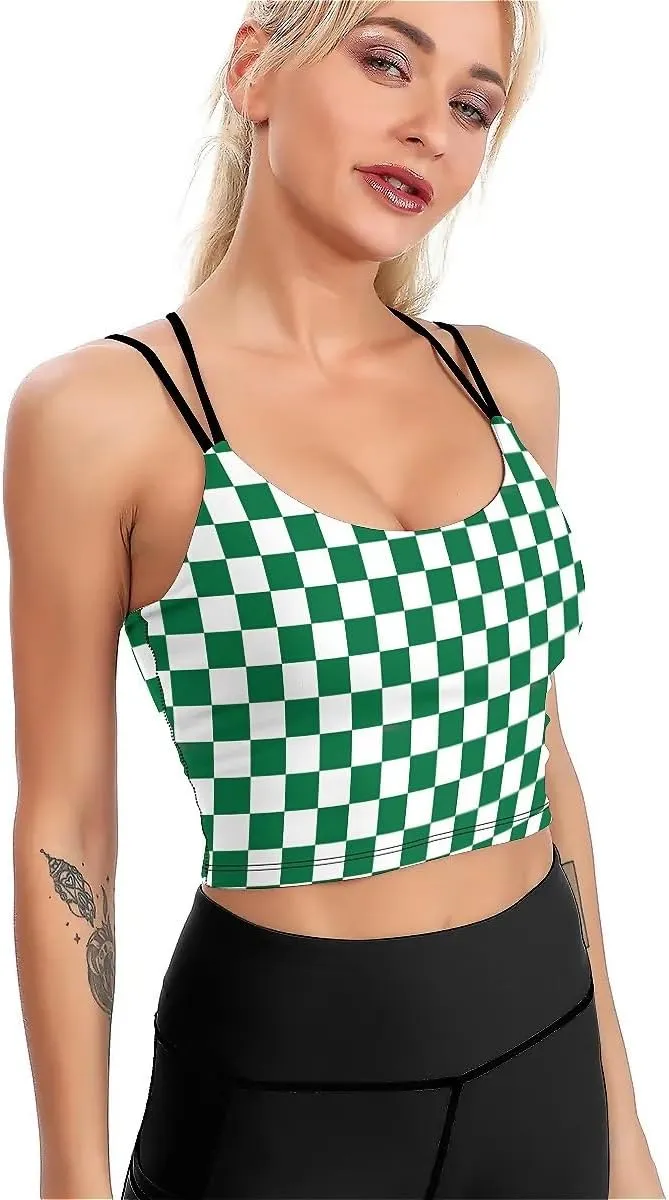 High Impact Sports Bras for Women Longline Padded Workout Running Crop Tops Support Yoga Tank Top