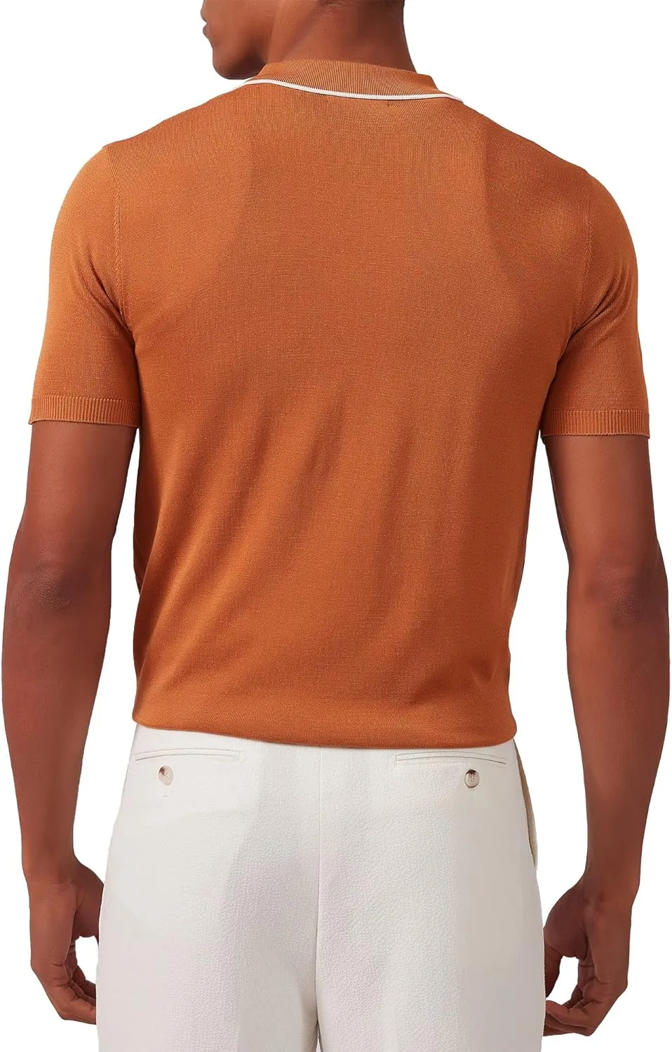 Kallspin Men's Vintage Knitted Polo Shirt Short Sleeve Solid Collared Golf Shirts with Button