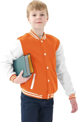 Kids Baseball Jackets Boys Girls Fit Varsity Jacket Casual Lightweight Plain Button Cardigan School Coat