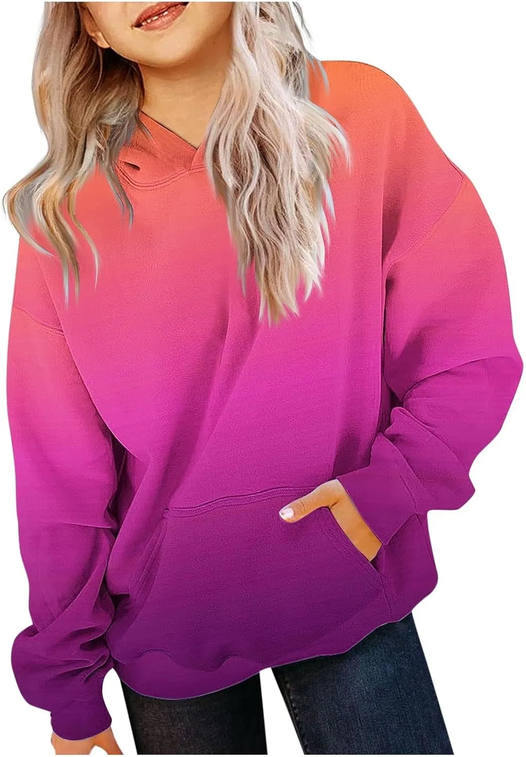LRMQS Hoodies for Teen Girls Cute Trendy Youth Long Sleeve Oversized Hooded Sweatshirts Tween Tops Winter Preppy Clothes