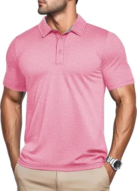MAGCOMSEN Men's Short Sleeve Polo Golf Shirts 3-Button Moisture Wicking Athletic T-Shirts Casual Collared Shirt
