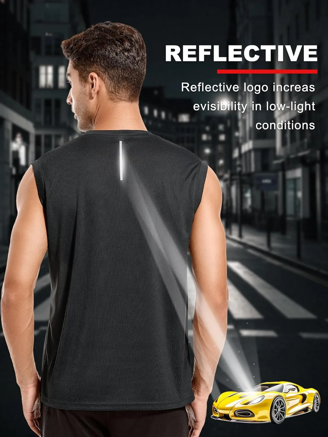 Men's 3 or 5 Pack Gym Muscle Tank Tops Mesh Sleeveless Shirts Fitness Training Cool Dry Athletic Workout Top