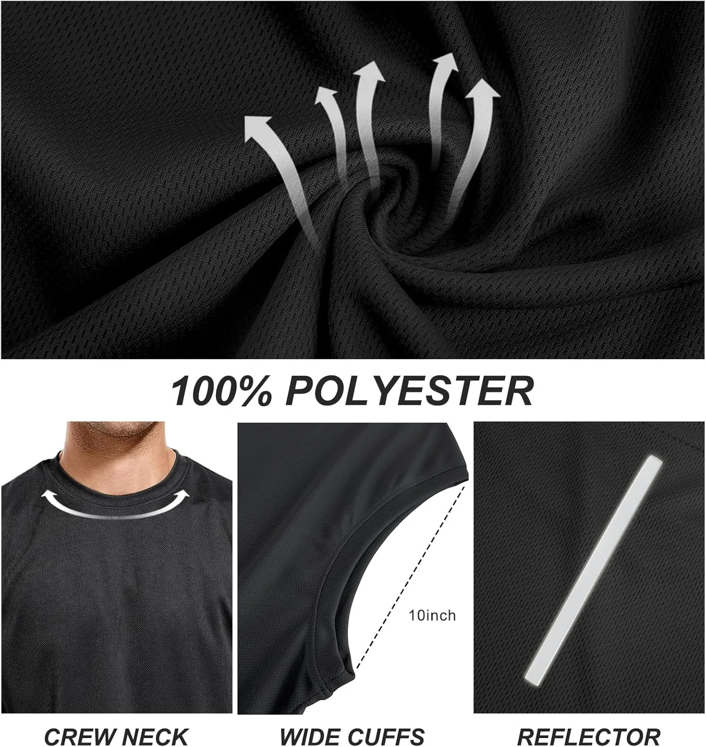 Men's 3 or 5 Pack Gym Muscle Tank Tops Mesh Sleeveless Shirts Fitness Training Cool Dry Athletic Workout Top