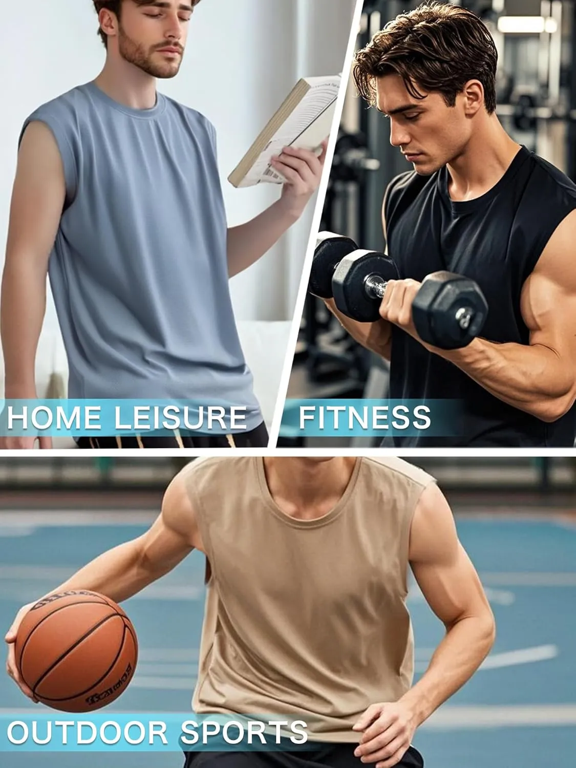 Men's 3 or 5 Pack Gym Muscle Tank Tops Mesh Sleeveless Shirts Fitness Training Cool Dry Athletic Workout Top