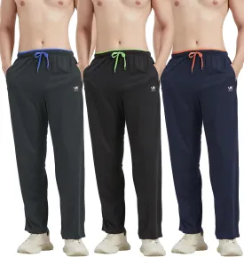 Mens Athletic Pants with Zipper Pockets Open Bottom Lightweight Sweatpants, for Workout, Running, Gym, Training