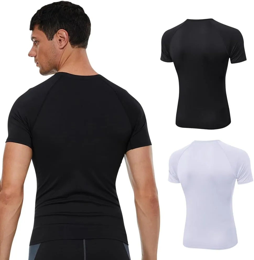 Men's Compression Shirts Short Sleeve Athletic Workout T-Shirts Sports Cool Dry Top Active Undershirt Performance Base Layer