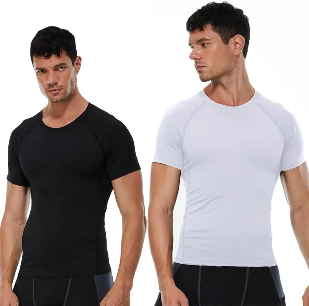 Men's Compression Shirts Short Sleeve Athletic Workout T-Shirts Sports Cool Dry Top Active Undershirt Performance Base Layer