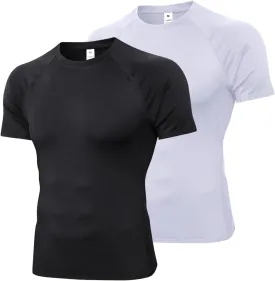 Men's Compression Shirts Short Sleeve Athletic Workout T-Shirts Sports Cool Dry Top Active Undershirt Performance Base Layer