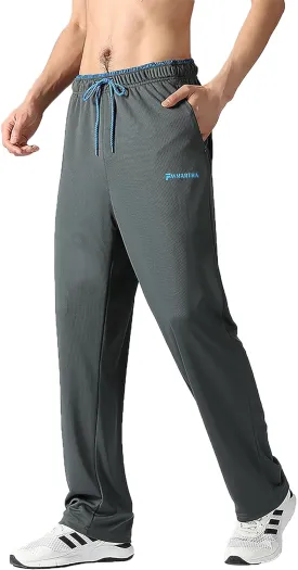 Men's Joggers Pants with Zipper Pockets,Lightweight Sweatpants,Open Bottom Athletic Loose Fit Training Pants.