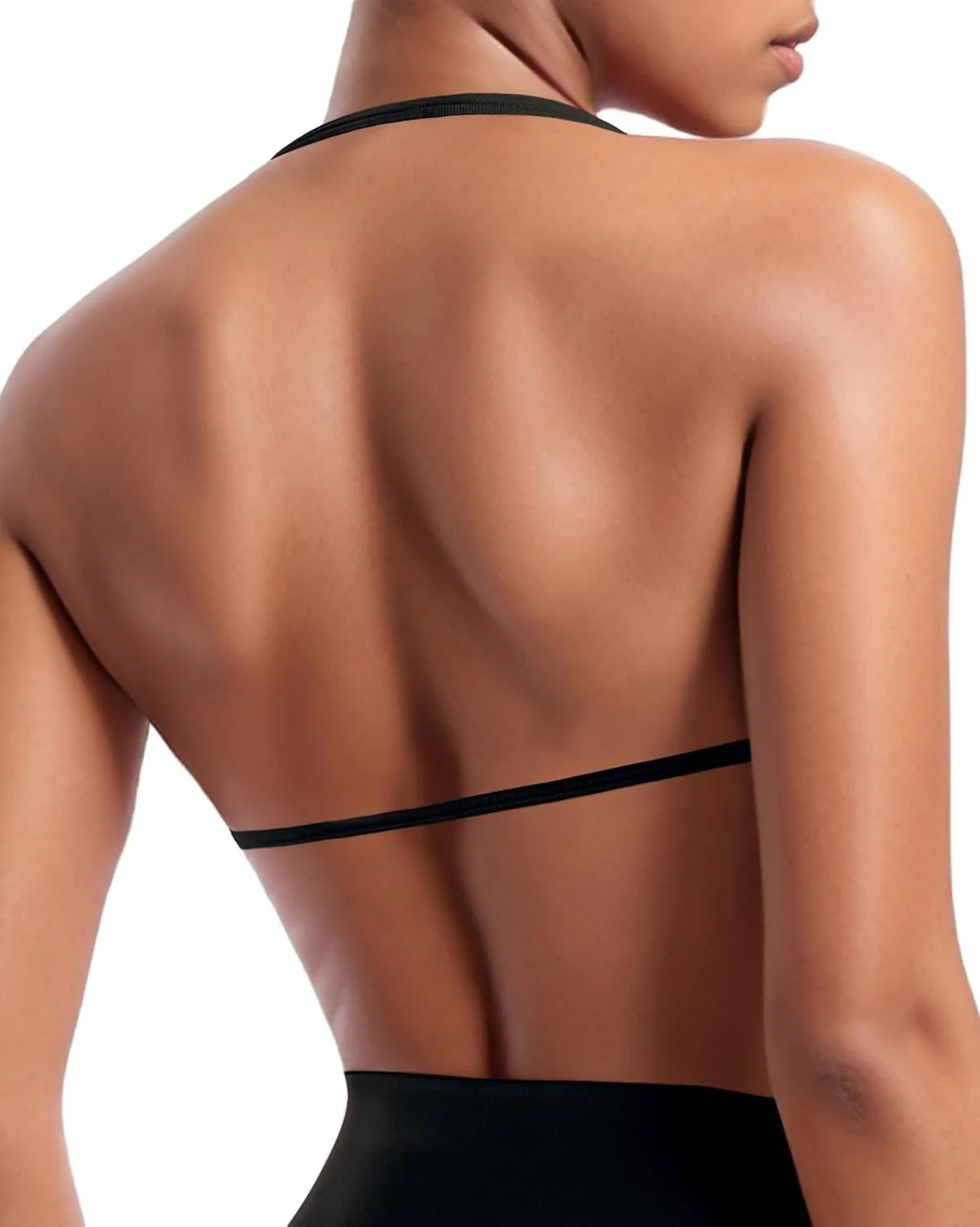 OMKAGI Halter Sports Bras for Women Padded Strappy Bra Open Back Workout Gym Crop