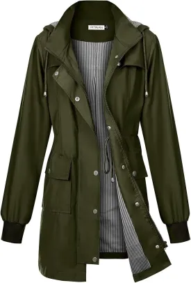 PITINAN Rain Jackets For Women Waterproof Rain Coats with Hood Lightweight Windbreaker Outdoor Womens Raincoats PITINAN Rain Jackets For Women Waterproof Rain Coats with Hood Lightweight Windbreaker Outdoor Womens Raincoats