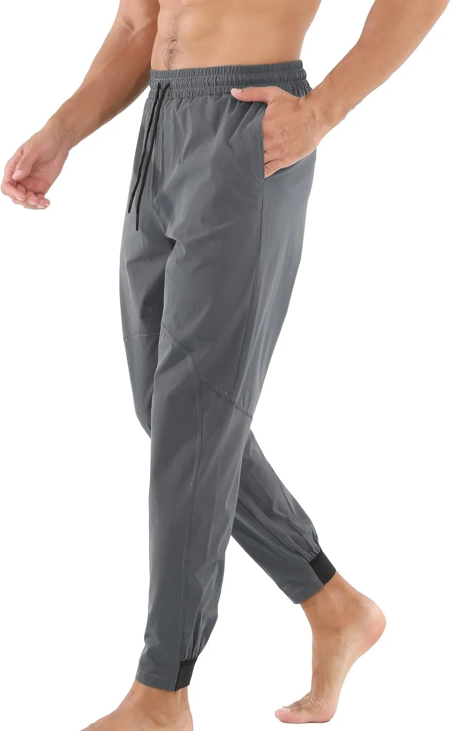 Surenow Mens Athletic Lightweight Workout Sweatpants Multiple Pockets Gym Quick-Drying Joggers Tapered Fit Training Pants