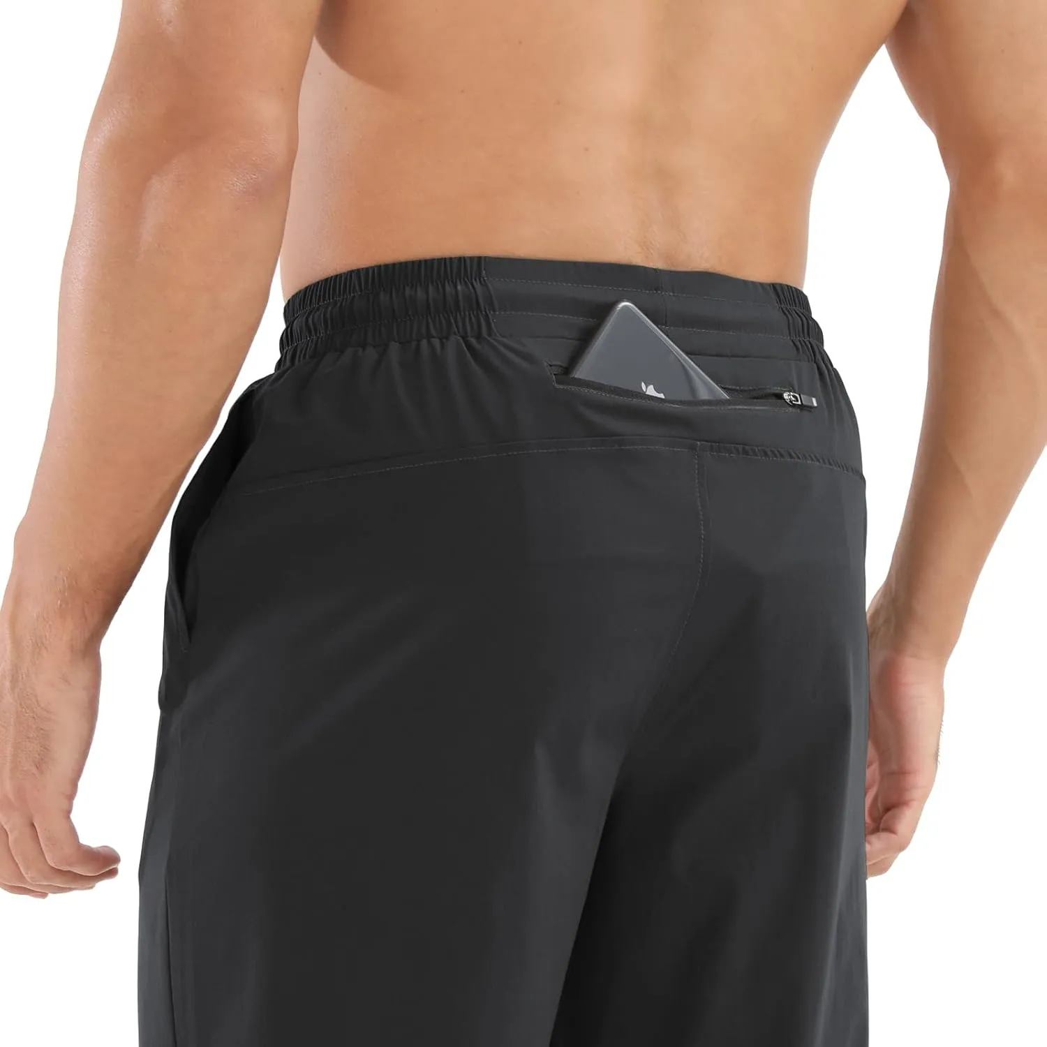 Surenow Mens Athletic Lightweight Workout Sweatpants Multiple Pockets Gym Quick-Drying Joggers Tapered Fit Training Pants