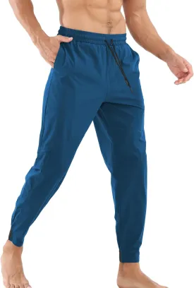 Surenow Mens Athletic Lightweight Workout Sweatpants Multiple Pockets Gym Quick-Drying Joggers Tapered Fit Training Pants