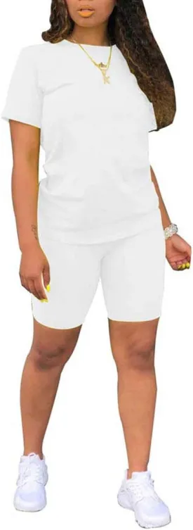 TOPONSKY Womens 2 Piece Sports Outfit Tracksuit Shirt Shorts Jogger Bodycon Sets