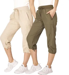 Ultra Performance Capri Pants for Women 2 Pack Womens Capris Hiking Capri Pants Summer Clothes for Women (Avail in Plus Size)