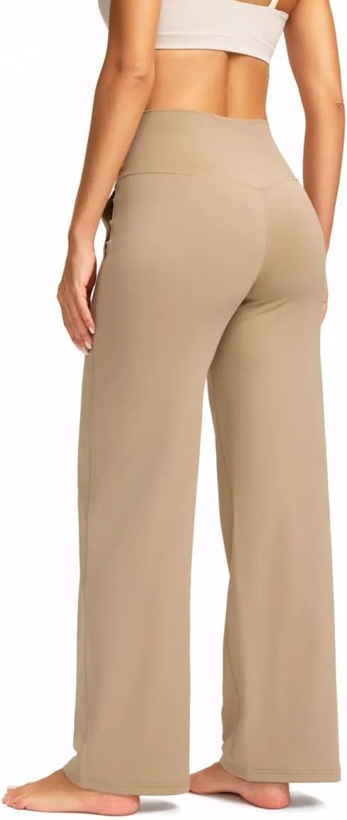 Wide Leg Yoga Pants Women with Pockets High Waist Stretch Casual Sweatpants Comfy Sports Lounge Pants