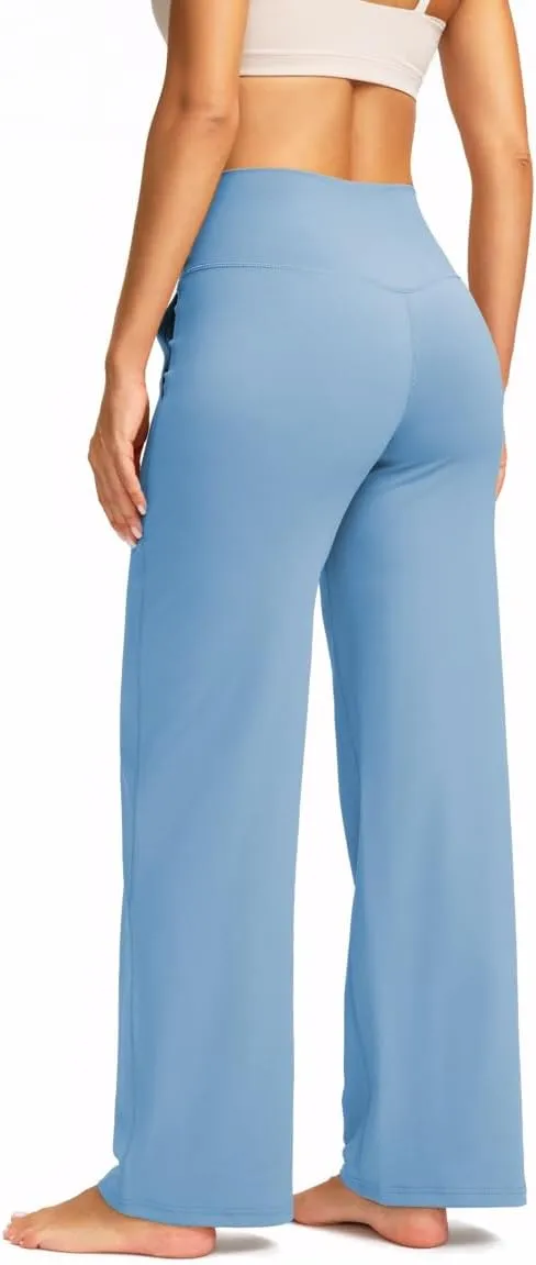 Wide Leg Yoga Pants Women with Pockets High Waist Stretch Casual Sweatpants Comfy Sports Lounge Pants