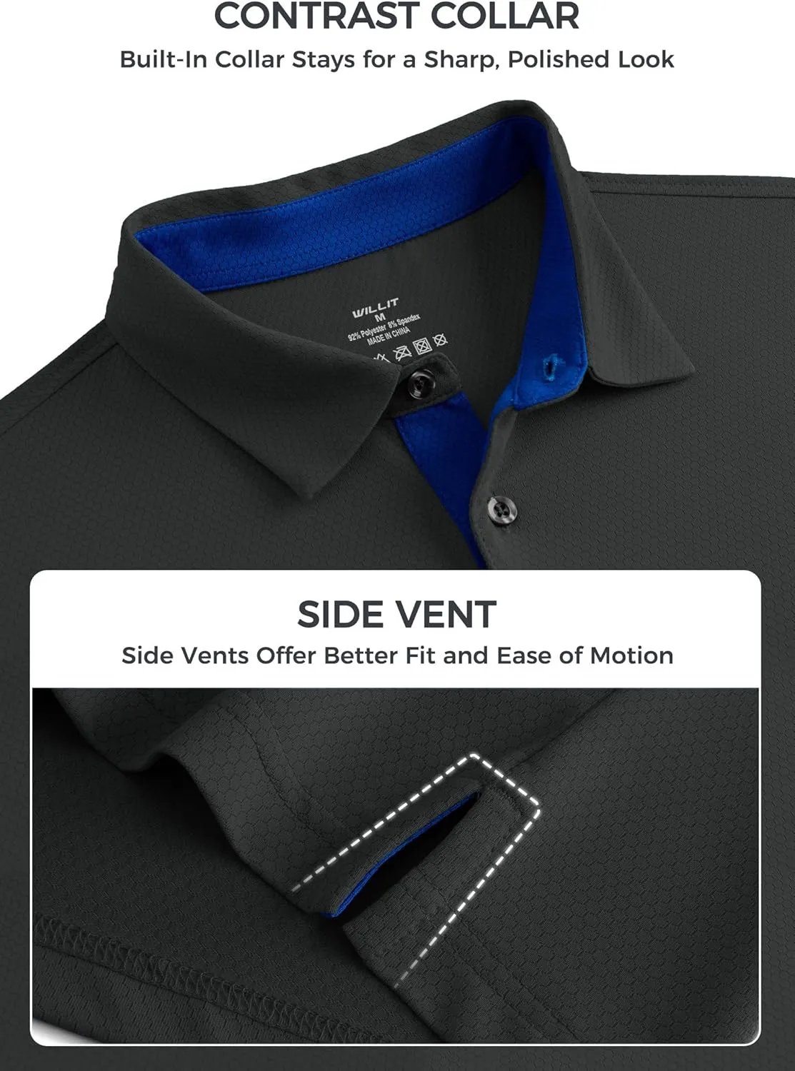 Willit Men's Golf Polo Shirts Short Sleeve Quick Dry Moisture Wicking Performance Classic Collared Casual
