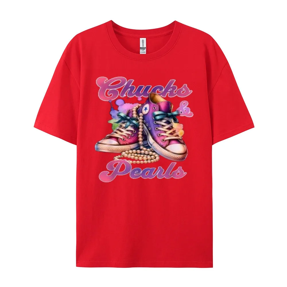 Women Chucks And Pearls Print Graphic T-shirt