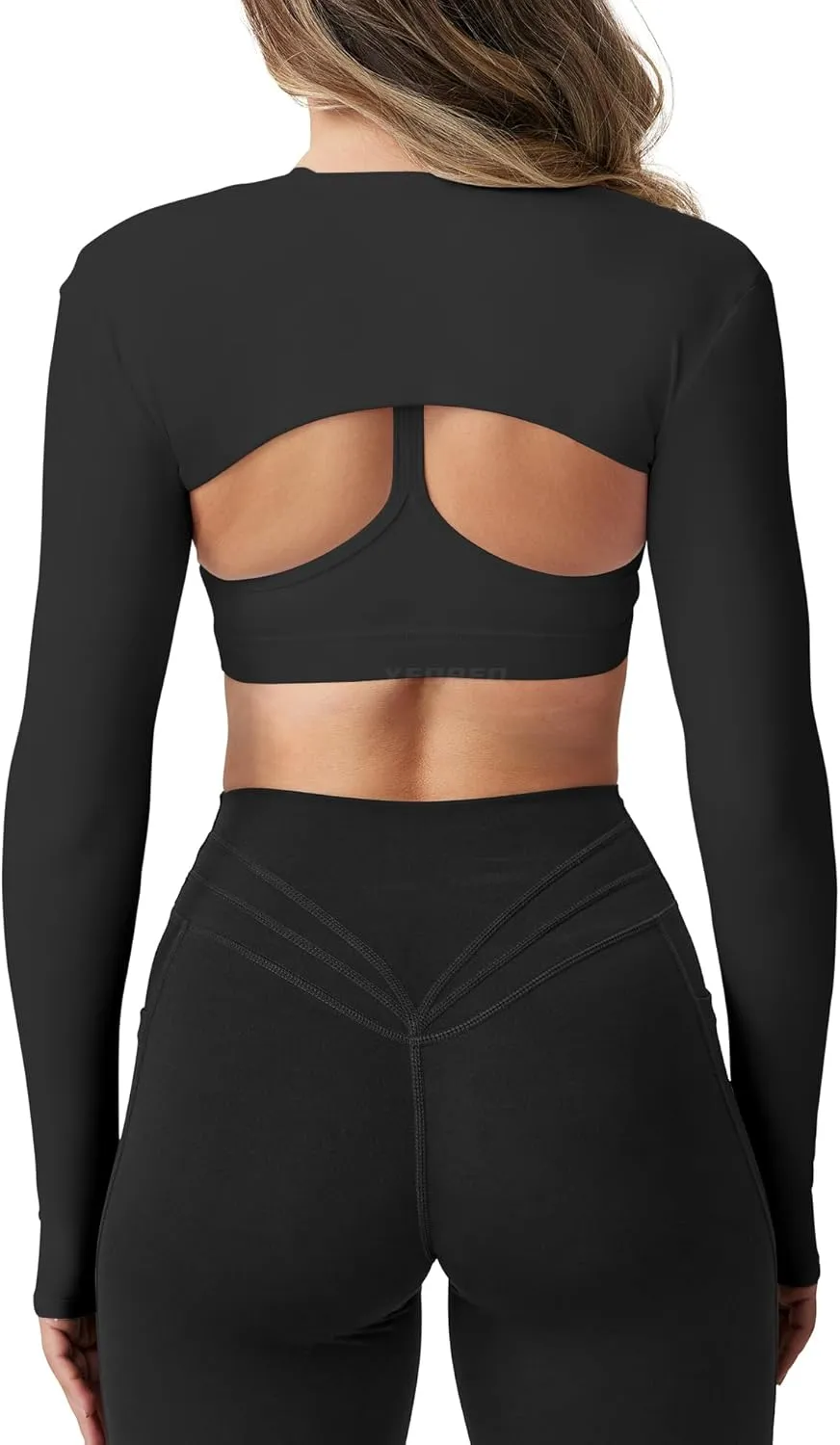 YEOREO Women Crop Top Long Sleeve Bolero Open Front Workout Cropped Shirts Sports Shrug