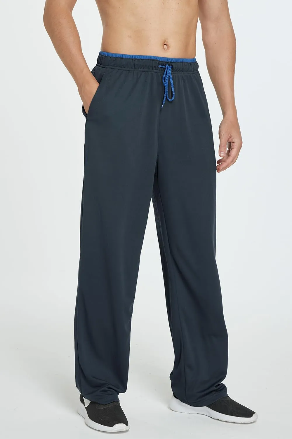 ZENGVEE Men's Sweatpants with Zipper Pockets Open Bottom Athletic Pants for Jogging Workout Gym Running Training