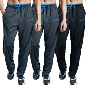 ZENGVEE Men's Sweatpants with Zipper Pockets Open Bottom Athletic Pants for Jogging Workout Gym Running Training